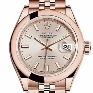 Rolex Datejust 28 Sundust Dial Rose Gold Jubilee Ladies Watch 279165 / None