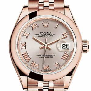 Rolex Datejust 28 Sundust Roman Dial Rose Gold Jubilee Ladies Watch 279165 / None