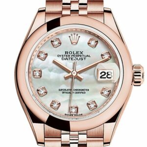 Rolex Datejust 28 Mother Of Pearl Diamond Dial Rose Gold Jubilee Ladies Watch 279165 / None