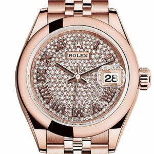 Rolex Datejust 28 Pave Diamond Dial Rose Gold Jubilee Ladies Watch 279165 / None