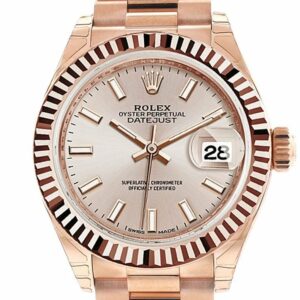 Rolex Datejust 28 Sundust Dial Fluted Bezel Rose Gold President Ladies Watch 279175 / None