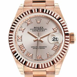 Rolex Datejust 28 Sundust Roman Dial Fluted Bezel Rose Gold President Ladies Watch 279175 / None