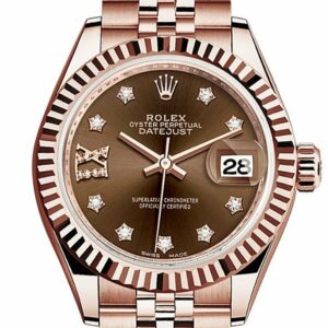 Rolex Datejust 28 Chocolate Dial Fluted Bezel Rose Gold Jubilee Ladies Watch 279175 / None