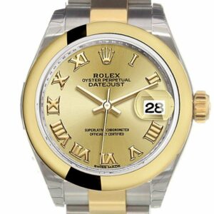 Rolex Datejust 28 Champagne Roman Dial Yellow Gold Two Tone Ladies Watch 279163