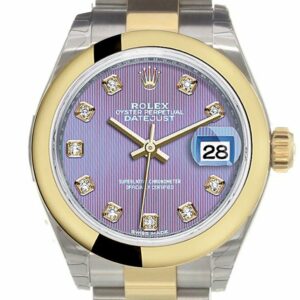 Rolex Datejust 28 Lavender Diamond Dial Yellow Gold Two Tone Ladies Watch 279163