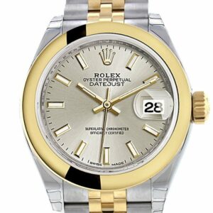 Rolex Datejust 28 Silver Dial Yellow Gold Two Tone Jubilee Ladies Watch 279163 / None