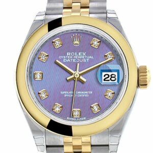 Rolex Datejust 28 Lavender Diamond Dial Yellow Gold Two Tone Jubilee Ladies Watch 279163 / None