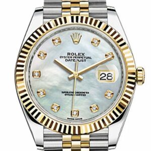 Rolex Datejust 41 Mother-Of-Pearl Set With Diamonds Dial 18K Yellow Gold Fluted Bezel Jubilee Mens