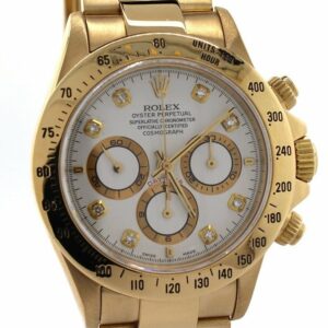 Rolex Daytona Zenith 18K Yellow Gold White Diamonds Dial Watch 16528 / None Pre-Owned-Watches