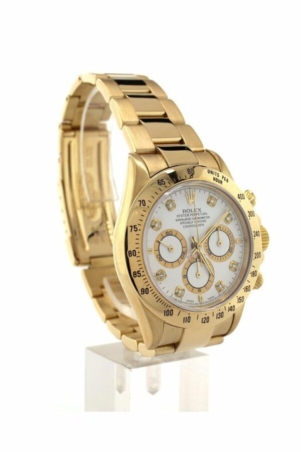 Rolex Daytona Zenith 18K Yellow Gold White Diamonds Dial Watch 16528 Pre-Owned-Watches