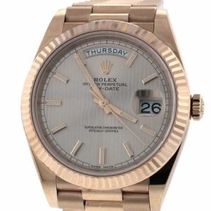 Rolex Day-Date 40 Sundust Stripe Dial 18K Everose Gold Mens Watch 228235 Silver / None