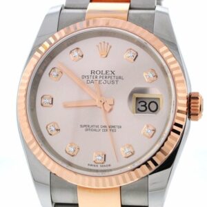 Rolex Datejust 36Mm Pink Set With Diamond Dial Watche 116231 / None Pre-Owned-Watches