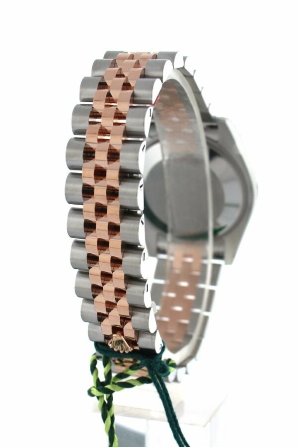 Rolex Datejust 31 Black Mother Of Pearl Diamond Dial Fluted Bezel 18K Rose Gold Two Tone Jubilee