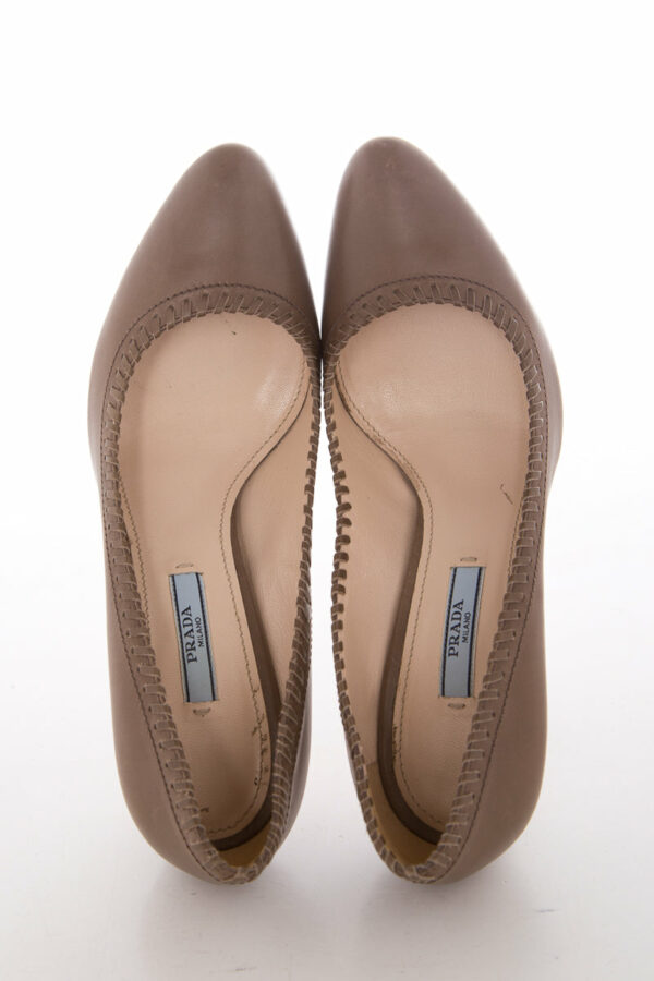 Prada Taupe Leather Pumps SZ 38 - Image 5