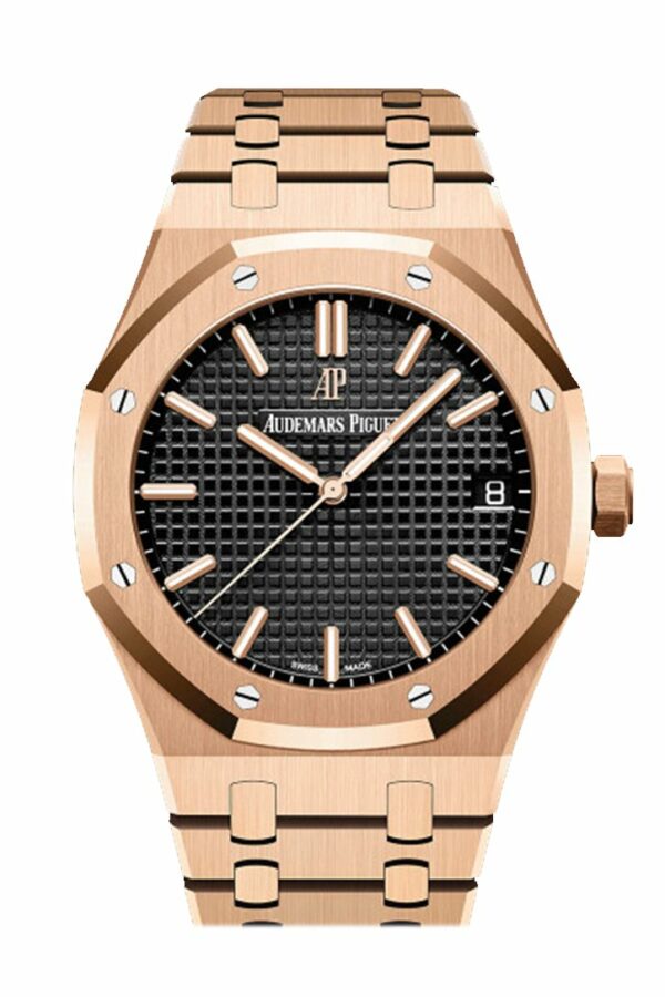 Audemars Piguet Royal Oak Black Dial Automatic Mens 18Kt Rose Gold Watch 15500Or.oo.1220Or.01