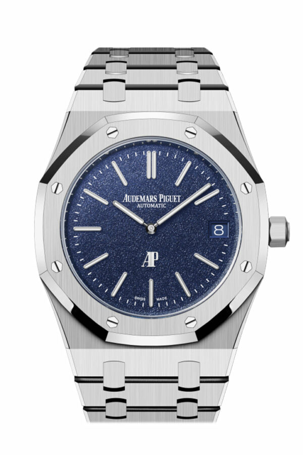 Audemars Piguet Royal Oak Jumbo Extra Thin White Gold Grainy Blue Dial Watch 16202BC.OO.1240BC.02