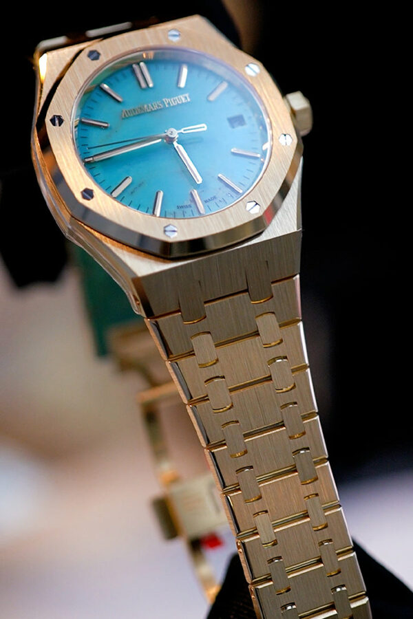 Audemars Piguet Royal Oak Yellow Gold Turquoise Dial Watch 15550BA.OO.1356BA.01