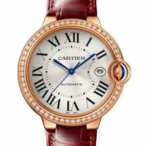 Cartier Ballon Bleu 40mm Diamond Bezel Silver Dial Rose Gold WJBB0056