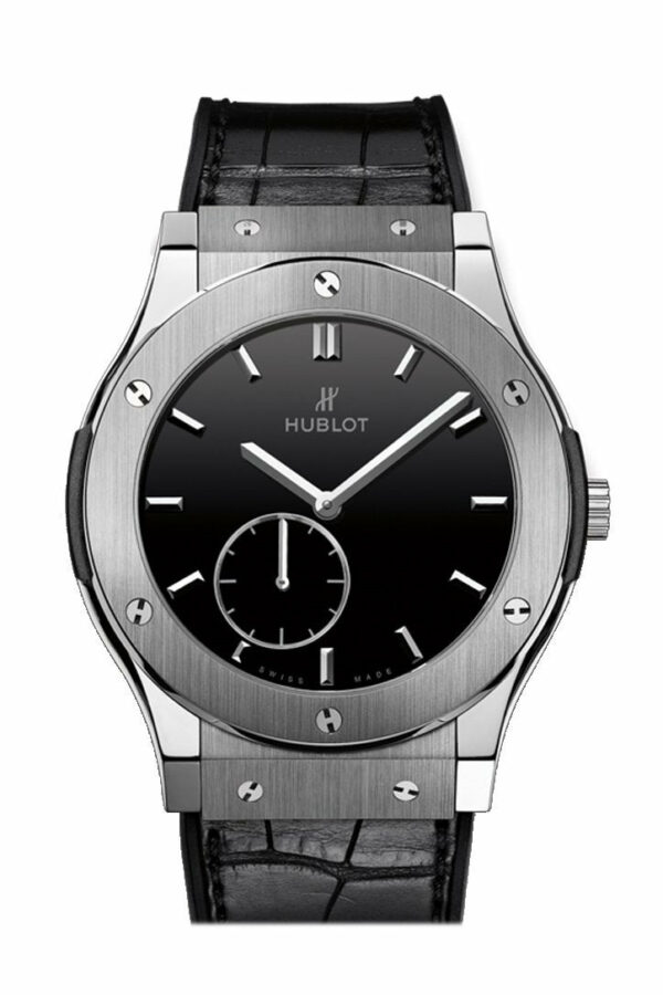 Hubolt Classic Fusion 45Mm Black Dial Titanium Mens Watch 515Nx1270Lr