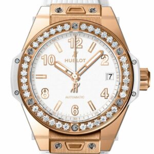 Hublot Big Bang White Dial Diamond Bezel Rubber 38Mm Unisex Watch 465.oe.2080.rw.1204