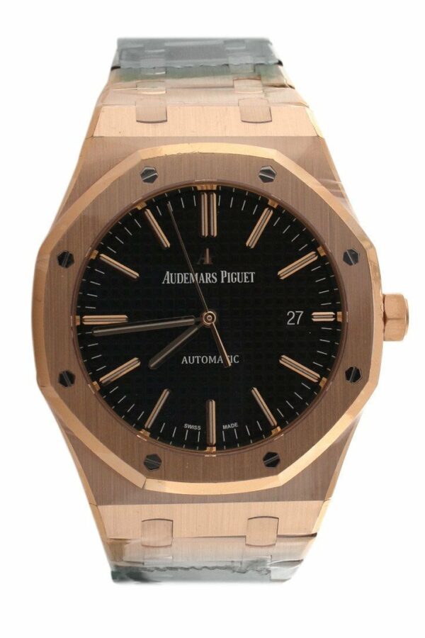 Audemars Piguet Royal Oak Black Dial 41Mm Pink Gold Watch 15400Or.oo.1220Or.01