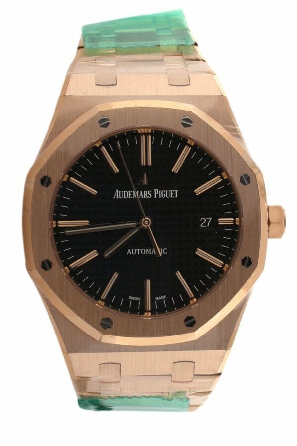 Audemars Piguet Royal Oak Black Dial 41Mm Pink Gold Watch 15400Or.oo.1220Or.01