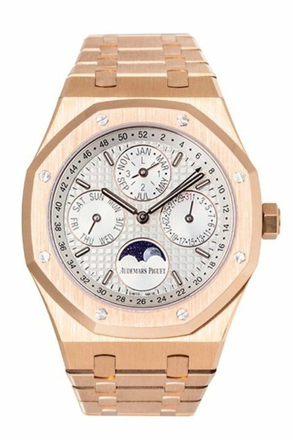 Audemars Piguet Royal Oak Prepetual Calendar Silver Dial Automatic 18 Carat Pink Gold Watch