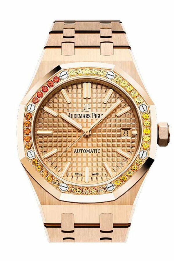 Audemars Piguet Royal Oak 37Mm Rose Gold Dial Diamond Bezel 15451Or.yy.1256Or.01 Watch