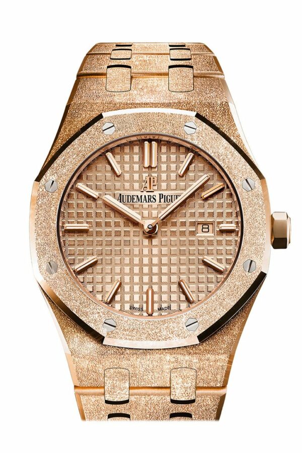 Audemars Piguet Royal Oak Frosted Pink Gold-Toned Dial Ladies 18K Rose Gold Watch