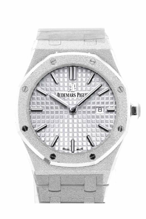 Audemars Piguet Royal Oak 33Mm Rhodium-Toned Dial Diamond Hammered White Gold Ladies Watch