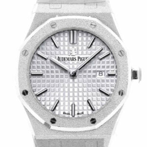 Audemars Piguet Royal Oak 33Mm Rhodium-Toned Dial Diamond Hammered White Gold Ladies Watch