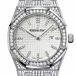 Audemars Piguet Royal Oak 33Mm Silver-Toned Dial Diamond White Gold Ladies 67652Bc.zz.1262Bc.01