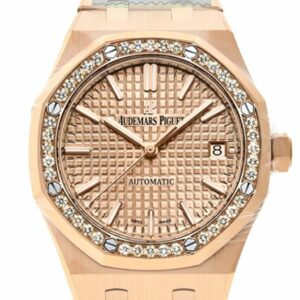 Audemars Piguet Royal Oak 37Mm Pink Gold-Toned Automatic 18K Gold Ladies Diamond Watch