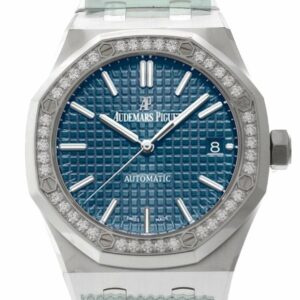 Audemars Piguet Royal Oak 37Mm Grey Blue Dial Diamond Stainless Steel Watch 15451St.zz.1256St.03