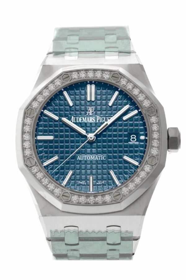 Audemars Piguet Royal Oak 37Mm Grey Blue Dial Diamond Stainless Steel Watch 15451St.zz.1256St.03