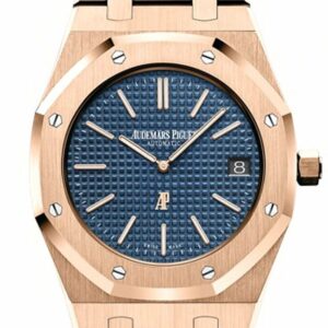 Audemars Piguet Royal Oak 39Mm Blue Dial Extra-Thin 18K Pink Gold Watch 15202Or.oo.1240Or.01.a