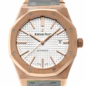 Audemars Piguet Royal Oak 41Mm White Dial Pink Gold Watche 15400Or.oo.1220Or.02 Silver Watch