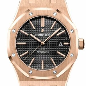 Audemars Piguet Royal Oak 41Mm Black Dial Pink Gold Alligator Strap Watche 15400Or.oo.d002Cr.01