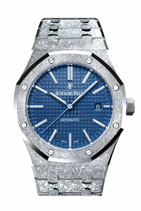 Audemars Piguet Royal Oak 41Mm Blue Dial Hammered 18K White Gold Mens Watch 15410Bc.gg.1224Bc.01