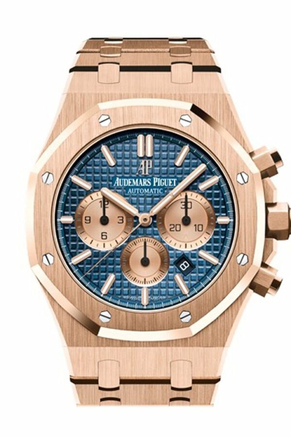 Audemars Piguet Royal Oak 41Mm Blue Dial 18K Pink Gold Bracelet Mens Watch 26331Or.oo.1220Or.01