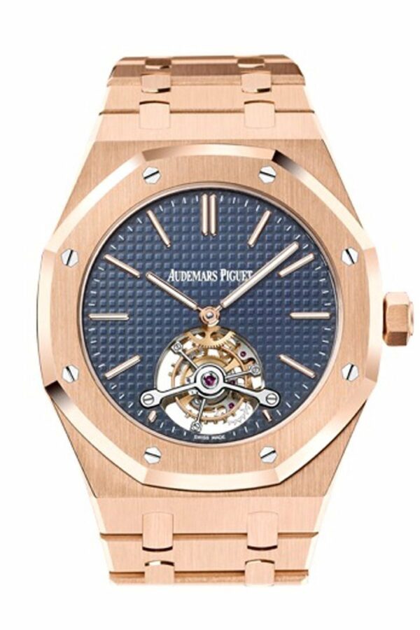 Audemars Piguet Royal Oak 41Mm Extra Thin Tourbillon Blue Dial 18K Rose Gold Mens Watch