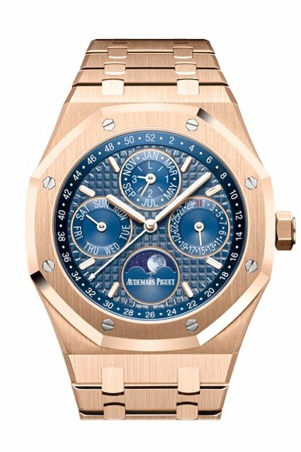 Audemars Piguet Royal Oak 41Mm Blue Dial 18K Rose Gold Mens Watch 26574Or.oo.1220Or.02