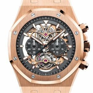 Audemars Piguet Royal Oak 44Mm Tourbillon Chronograph Openworked Rhodium Toned 18K Pink Gold Mens