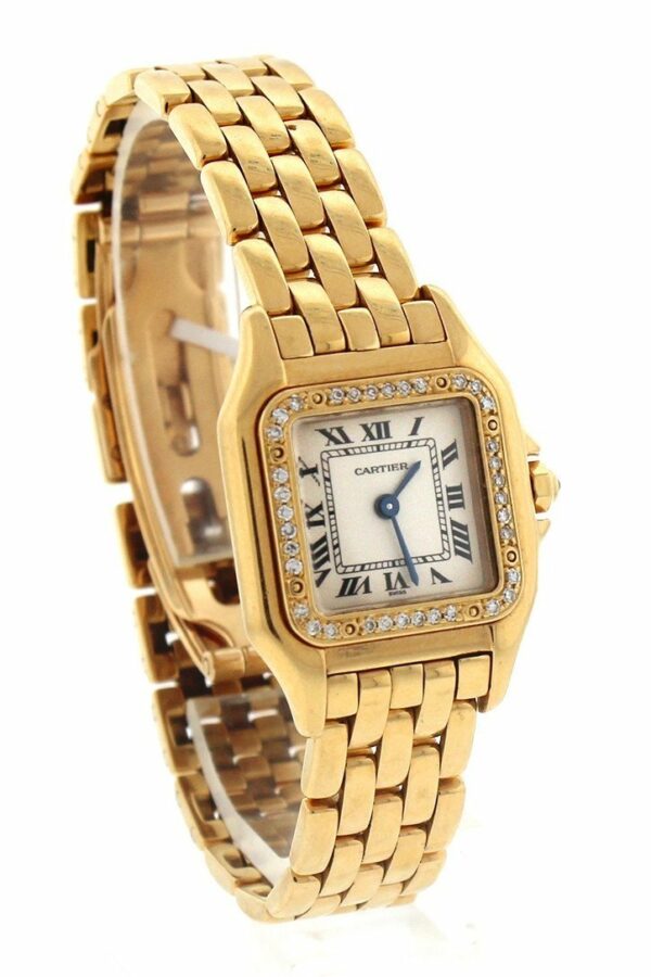 Cartier Panthère De Small 18-Karat Pink Gold Diamond Watch Pre-Owned-Watches