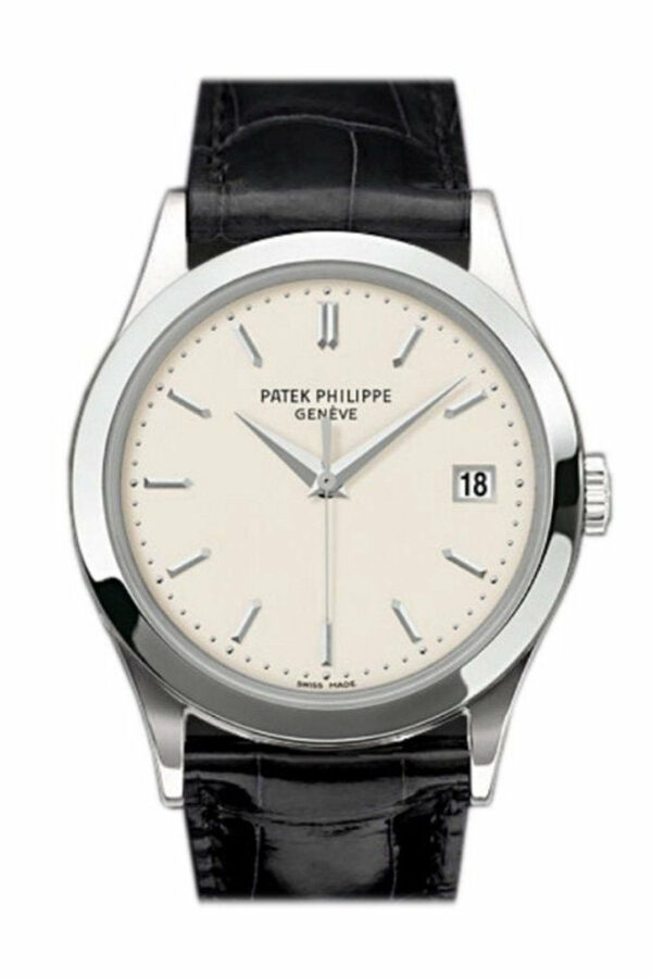 Patek Philippe Calatrava Opaline White Dial 18Kt Gold Mens Watch 5296G-010