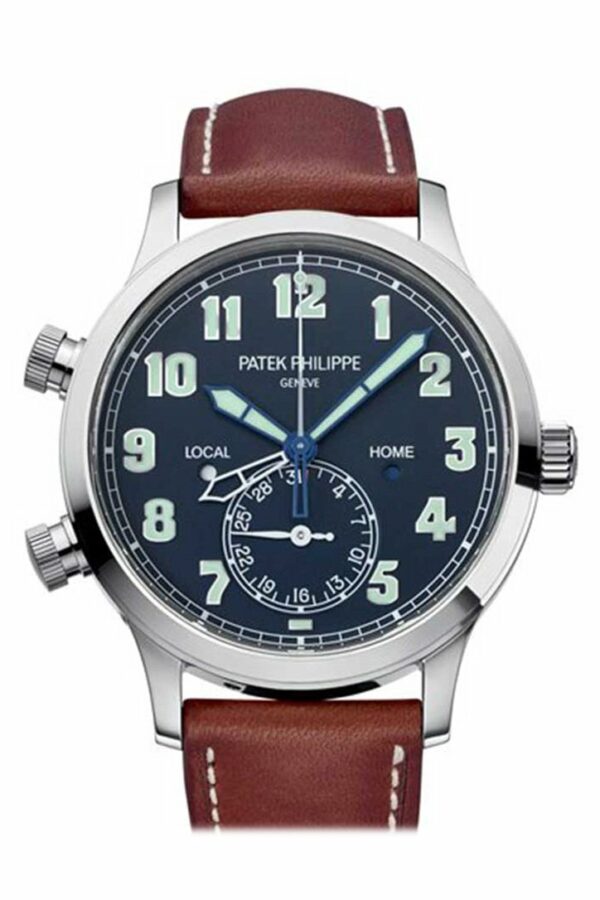 Patek Philippe Calatrava Pilot Travel Time Blue Dial Mens Watch 5524G-001