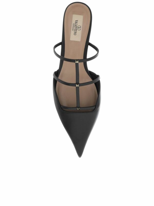 Smooth Leather Rockstud Wispy Mules 1