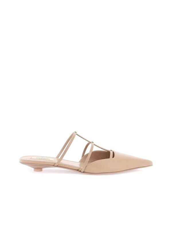 Smooth Leather Rockstud Wispy Mules 0