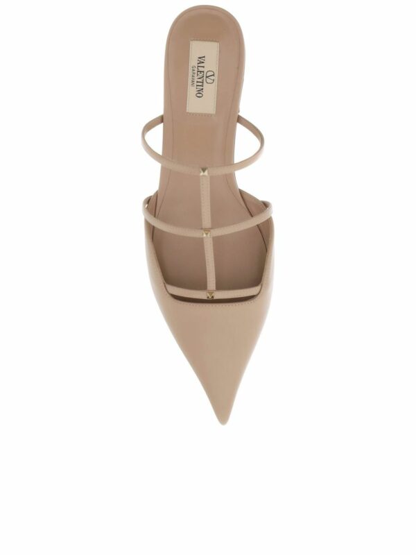 Smooth Leather Rockstud Wispy Mules 1