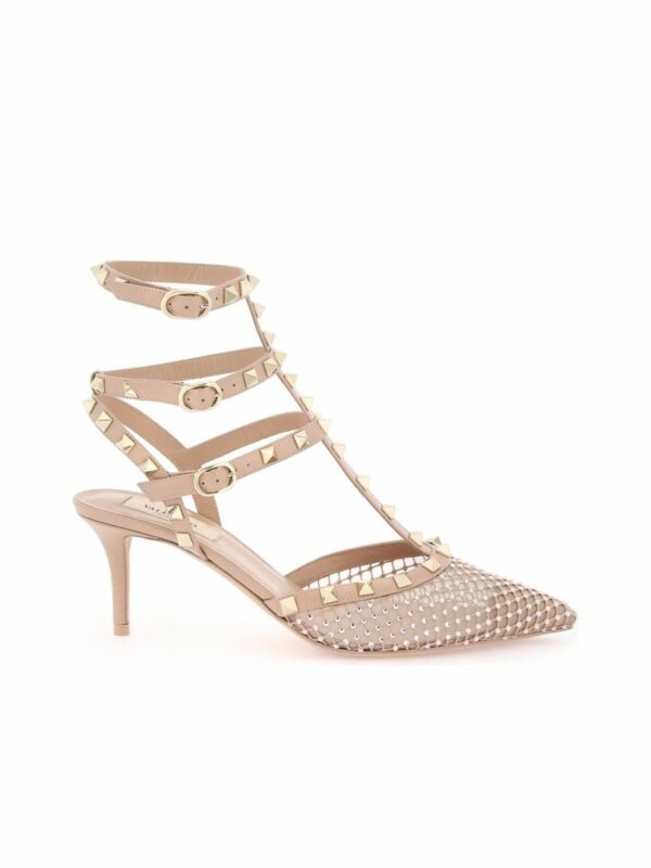 Mesh Rockstud Pumps With Crystals 0